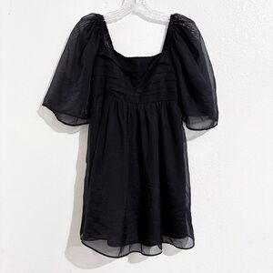 NWT Abercrombie & Fitch Emerson Angel Sleeve Chiffon Mini‎ Dress in Black
